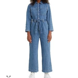 Levi’s Cotton Denim Cropped Jumpsuit